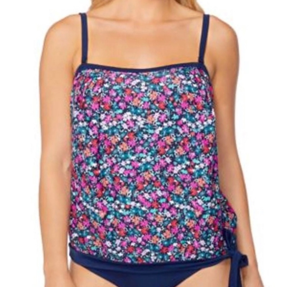 Island Escape Womens Coral Gables Multicolor Convertible Tankini Swim Top 14